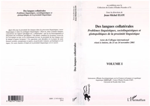 Des langues collatérales - Jean-Michel Eloy - Editions L'Harmattan