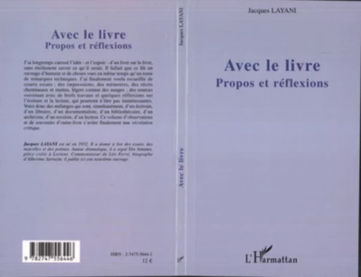 Avec le livre - Jacques Layani - Editions L'Harmattan