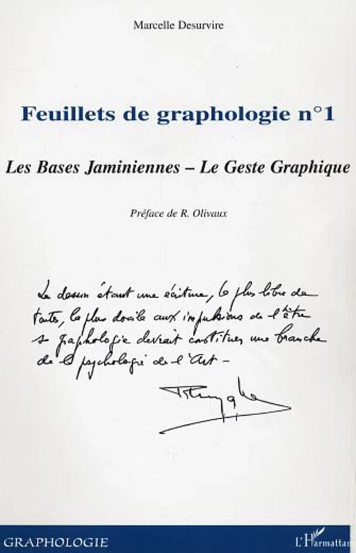 Feuillets de graphologie n°1 - Marcelle Desurvire - Editions L'Harmattan