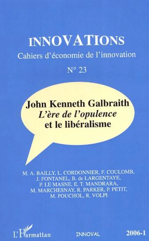 John Kenneth Galbraith - Jacques Fontanel, Marlyse Pouchol, Michel A. Bailly, Eric Thosun Mandrara, Rémy Volpi - Editions L'Harmattan