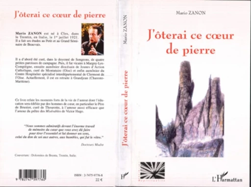 J'ôterai ce coeur de pierre - Mario Zanon - Editions L'Harmattan