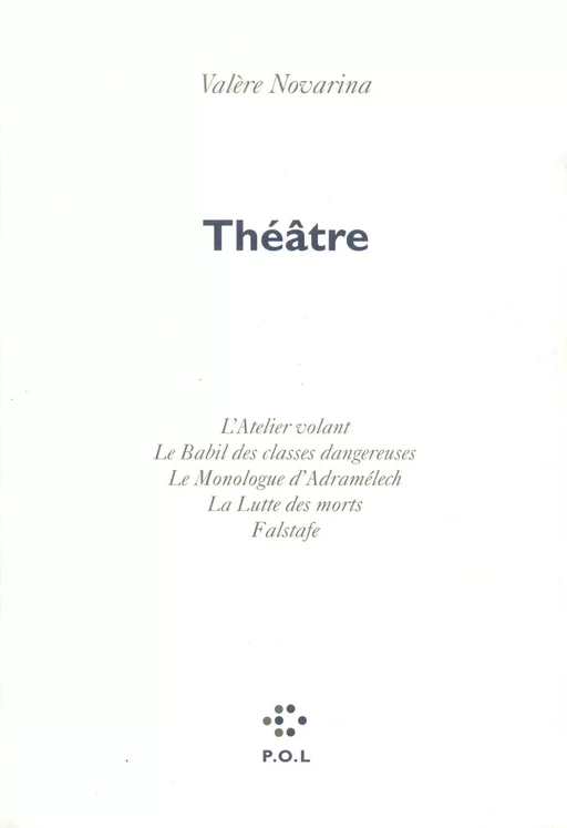 Théâtre - Valère Novarina - POL Editeur