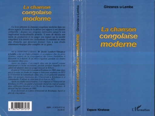 La chanson congolaise moderne - Justin Lambert Ginzanza U-Lemba - Editions L'Harmattan