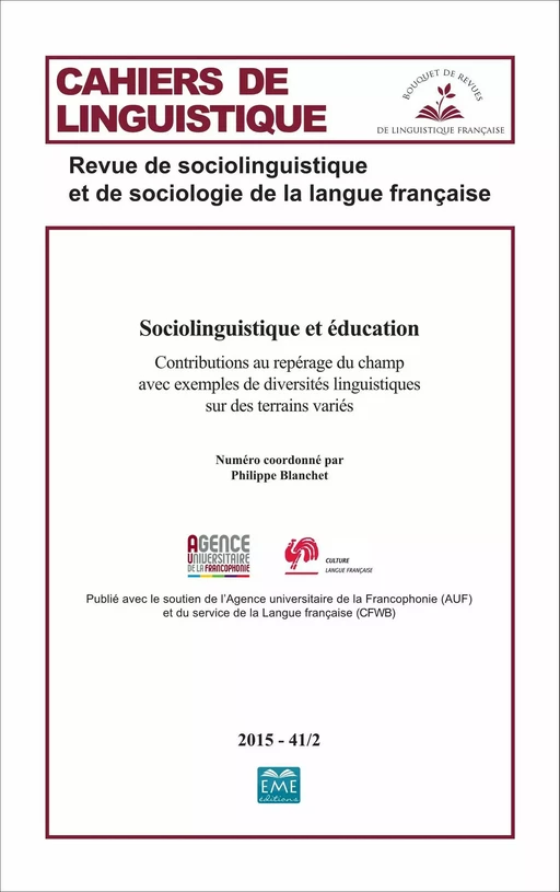 Sociolinguistique et éducation - Philippe Blanchet - EME Editions