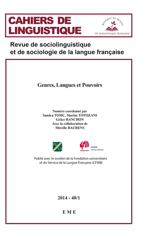 Genres, Langues et Pouvoirs - Mireille Baurens, Grâce Ranchon, Sandra Tomc, Marine Totozani - EME Editions