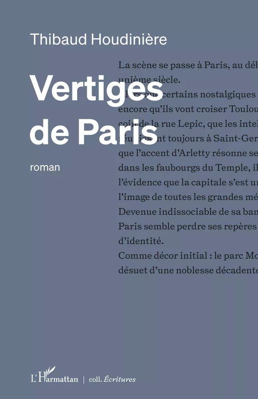 Vertiges de Paris - Thibaud Houdinière - Editions L'Harmattan