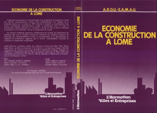 Economie de la construction à Lomé -  - Editions L'Harmattan