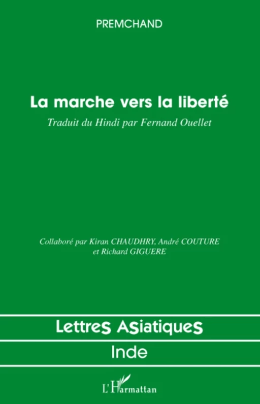 La marche vers la liberté -  Premchand - Editions L'Harmattan