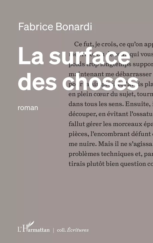 La surface des choses - Fabrice Bonardi - Editions L'Harmattan