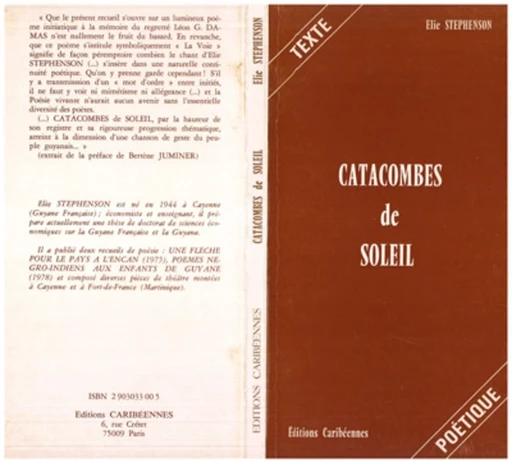 Catacombes de soleil - Elie Stephenson - Editions Caribéennes