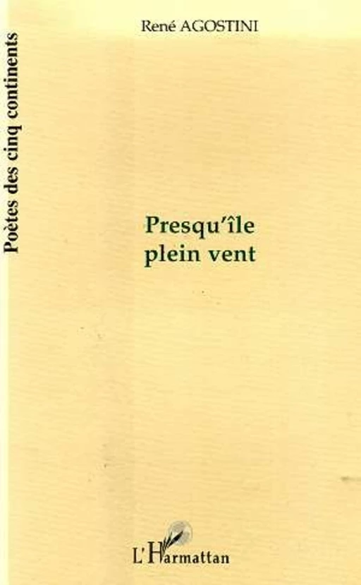 PRESQU'ILE PLEIN VENT - René Agostini - Editions L'Harmattan