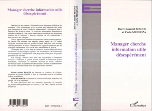 MANAGER CHERCHE INFORMATION UTILE DESESPEREMENT - Carla Mendoza, Pierre-Laurent Bescos - Editions L'Harmattan