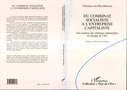 Du combinat socialiste à l'entreprise capitaliste - Christian Von Hirschhausen - Editions L'Harmattan