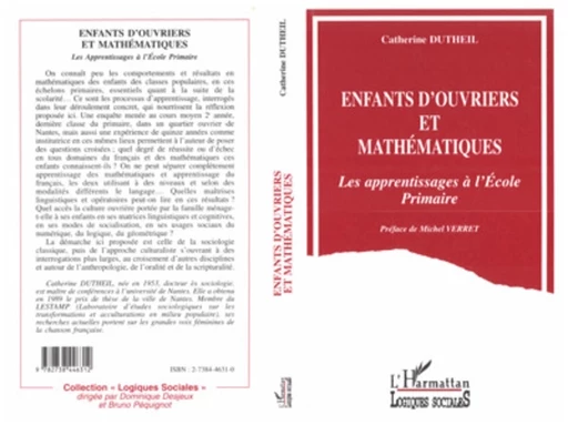 ENFANTS D'OUVRIER ET MATHÉMATIQUES - Alain Pessin - Editions L'Harmattan