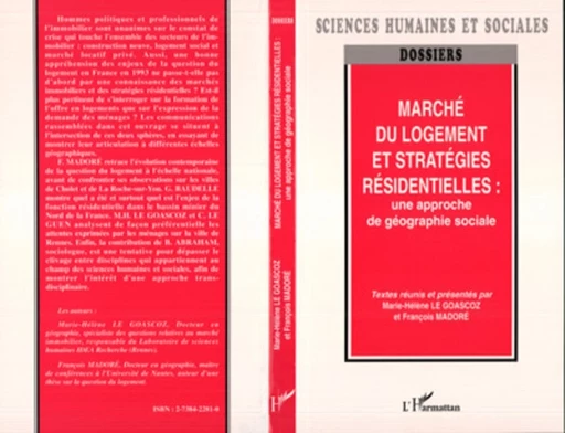 Marché du logement et stratégies résidentielles : une approche de géographie sociale -  - Editions L'Harmattan