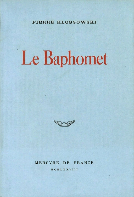 Le Baphomet - Pierre Klossowski - Le Mercure de France