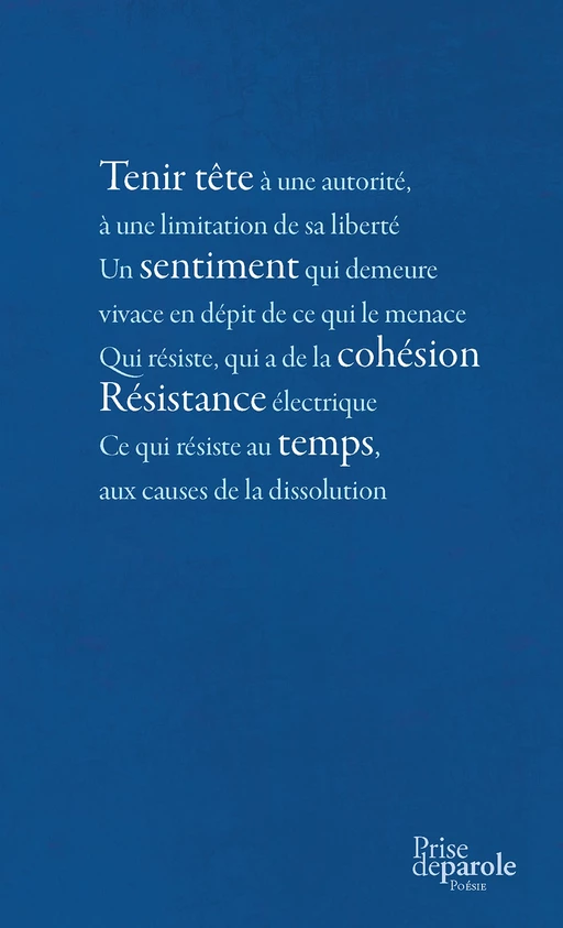 Poèmes de la résistance -  Collectif - Éditions Prise de parole