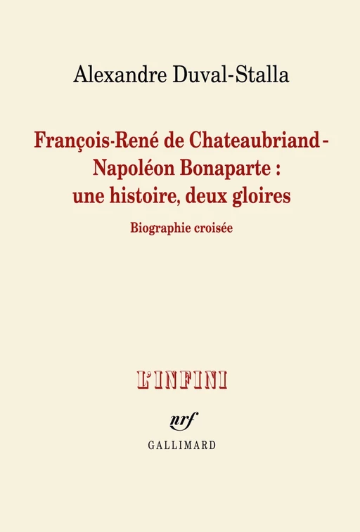 François-René de Chateaubriand - Napoléon Bonaparte : une histoire, deux gloires. Biographie croisée - Alexandre Duval-Stalla - Editions Gallimard