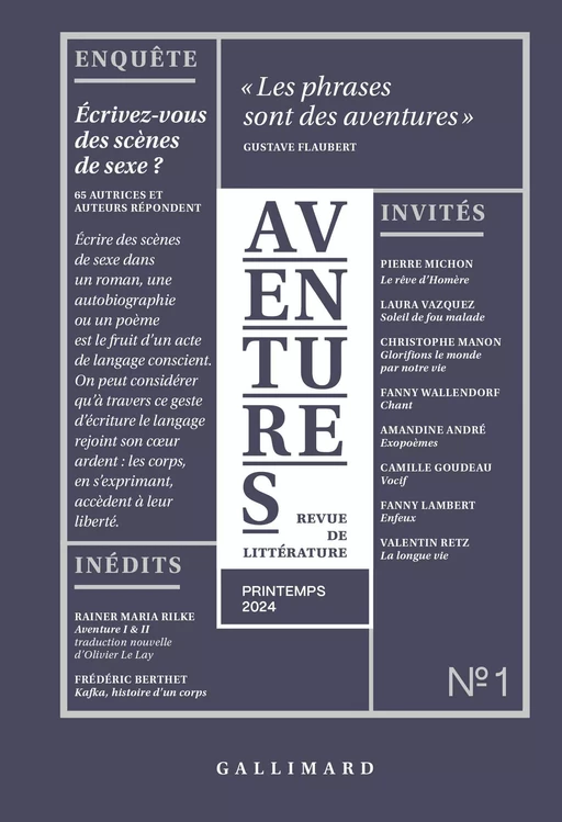 Revue Aventures N°1. Printemps 2024 -  Collectif - Editions Gallimard