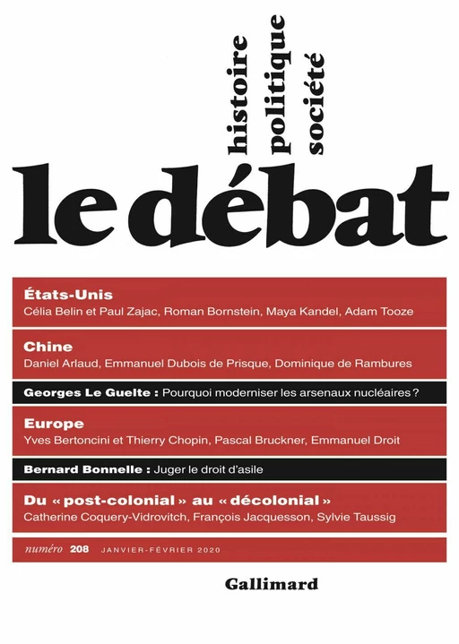 Le Débat N° 208 (Janvier - Février 2020) -  Collectifs - Editions Gallimard