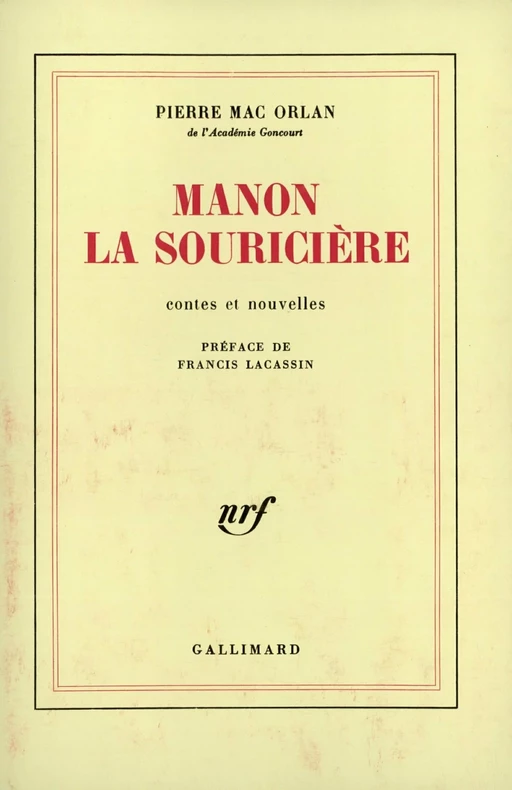 Manon la Souricière - Pierre Mac Orlan - Editions Gallimard