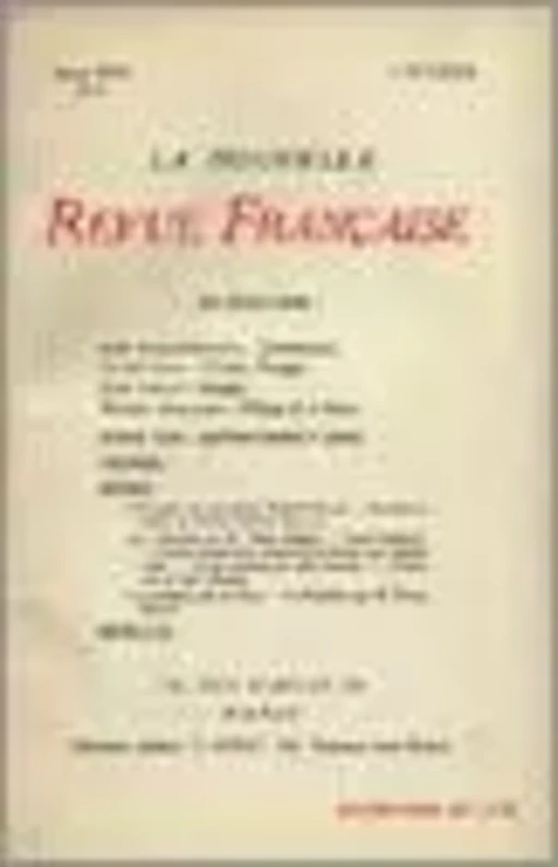 La Nouvelle Revue Française N' 1 (Février 1909) -  Collectifs - Editions Gallimard - Revues NRF