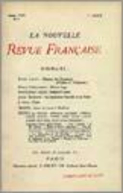 La Nouvelle Revue Française N' 7 (Aoűt 1909) - André Gide - Editions Gallimard - Revues NRF