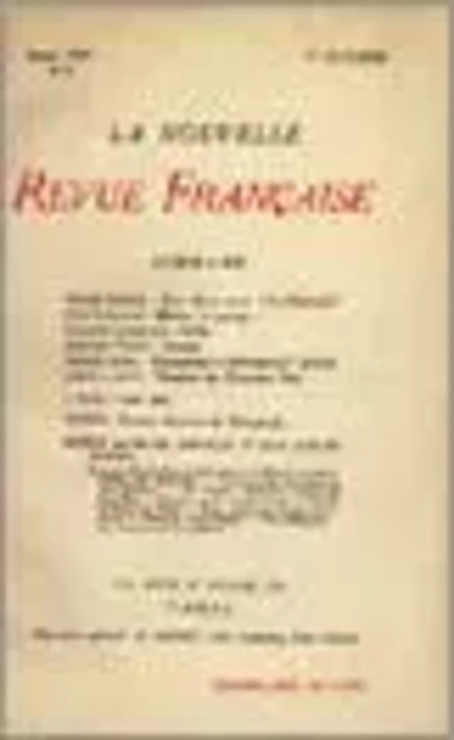 La Nouvelle Revue Française N' 9 (Octobre 1909) -  Collectifs - Editions Gallimard - Revues NRF