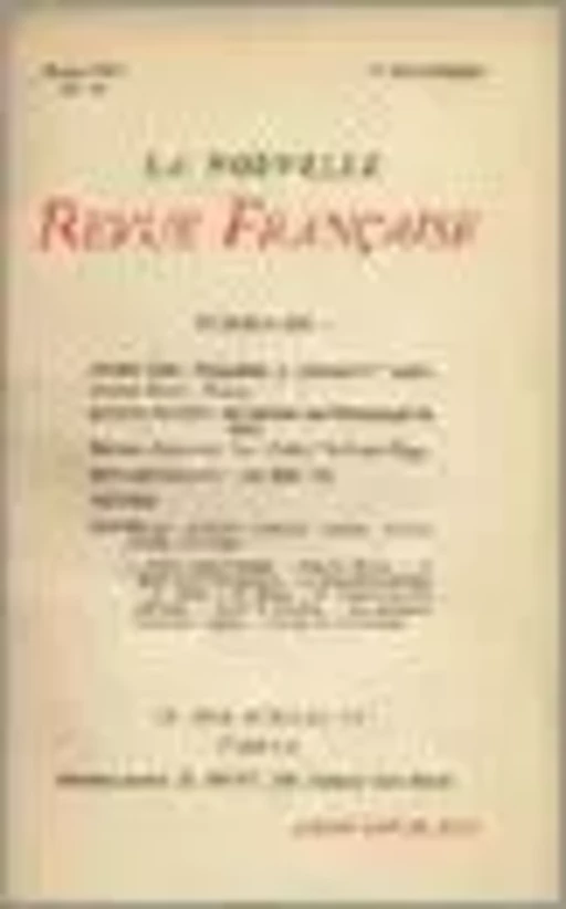 La Nouvelle Revue Française N' 10 (Novembre 1909) -  Collectifs - Editions Gallimard - Revues NRF