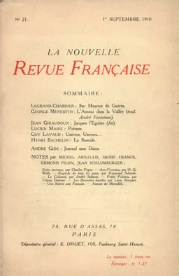 La Nouvelle Revue Française N' 21 (Septembre 1910)