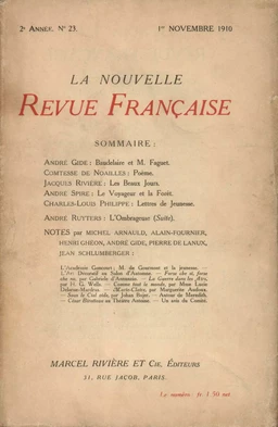 La Nouvelle Revue Française N' 23 (Novembre 1910)