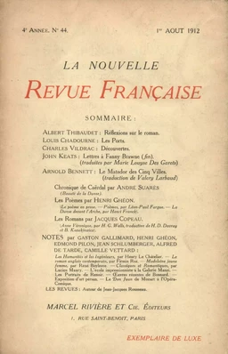 La Nouvelle Revue Française N' 44 (Aoűt 1912)