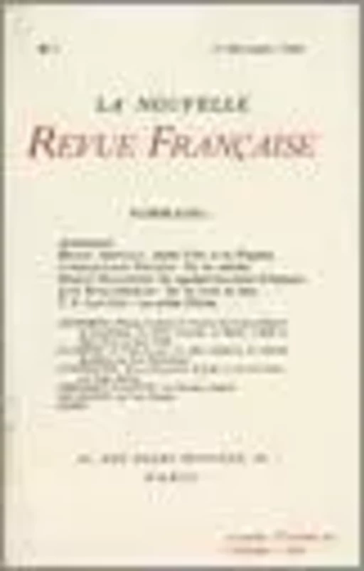 La Nouvelle Revue Française N' 1 (Novembre 1908) -  Collectifs - Editions Gallimard - Revues NRF