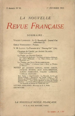 La Nouvelle Revue Française N' 50 (Février 1913)