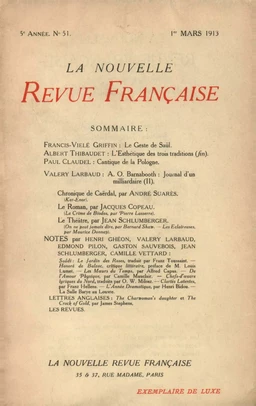 La Nouvelle Revue Française N' 51 (Mars 1913)