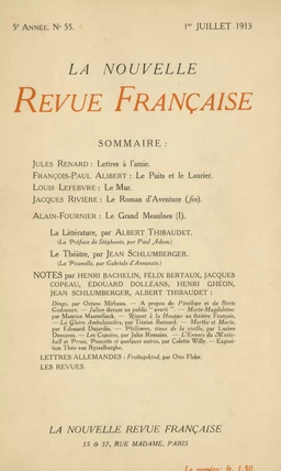 La Nouvelle Revue Française N' 55 (Juillet 1913)