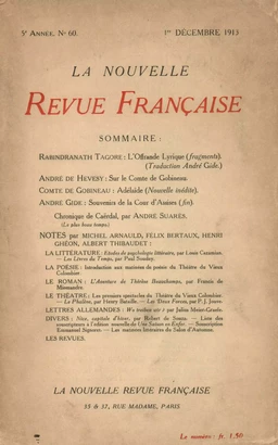 La Nouvelle Revue Française N' 60 (Décembre 1913)