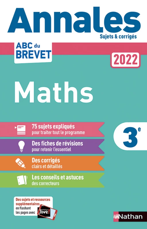 Annales ABC du Brevet 2022 - Maths 3e - Sujets et corrigés + fiches de révisions - Gilles Mora, Carole Feugère - Nathan