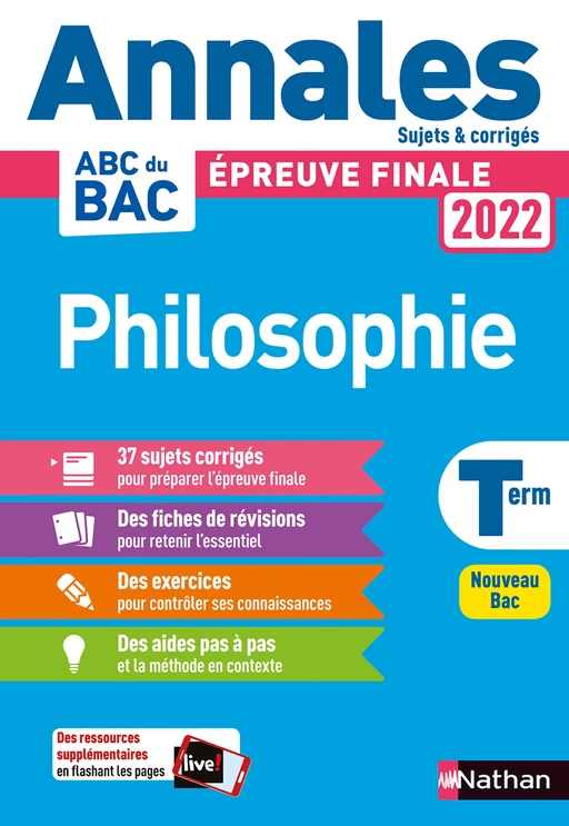 Annales ABC du BAC 2022 - Philosophie Tle - Sujets et corrigés - Enseignement commun Terminale - Epreuve finale Bac 2022 - Gérard Durozoi - Nathan