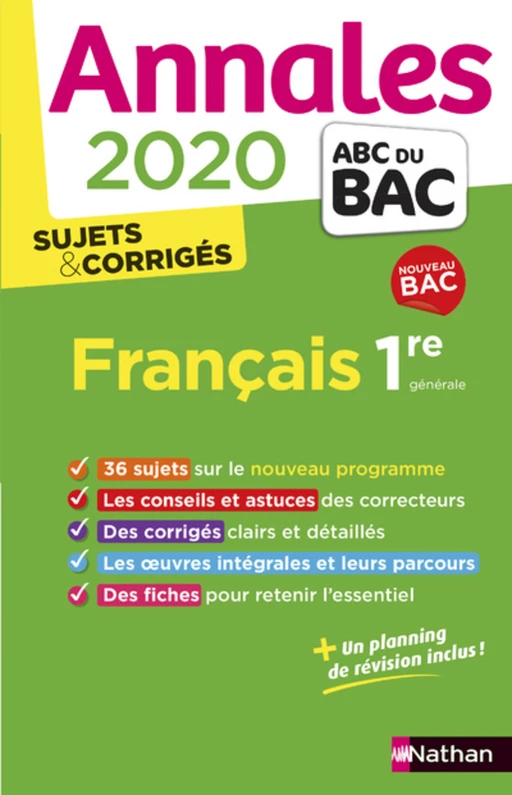 EPUB-Annales BAC 2020 - Français 1re COR - Séléna Hébert, Anne Cassou-Noguès, Elsa Jollès - Nathan