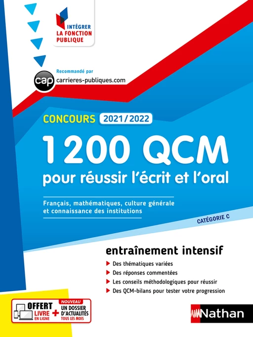 1 200 QCM pour réussir l'écrit et l'oral 2021-2022 - N° 5 (Intégrer fonct publique) E-pub - 2021 - Pascal Berthet, Bernard Hirsch, Philippe Margenti, Laurent Barnet, Sylvie Grasser - Nathan