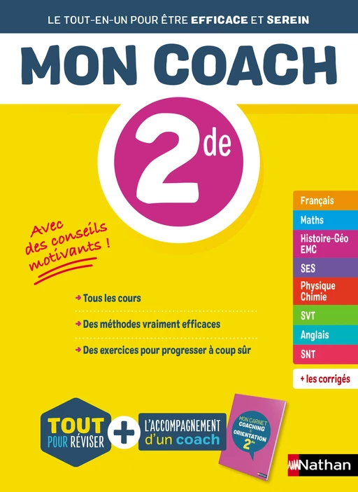 Mon coach 2de - Toutes les matières Seconde 2024-2025 - Mathématiques, Physique-Chimie, SVT, SES, Français, Histoire-Géographie, Anglais - Pierre-Antoine Desrousseaux,  Collectif - Nathan