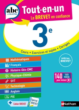 ABC du Brevet Tout en un 3e - Toutes les matières de Troisième pour le Brevet 2025 - Mathématiques, Français, Histoire-Géographie-EMC, Physique-Chimie, SVT, Technologie, Anglais, Pix - EPUB