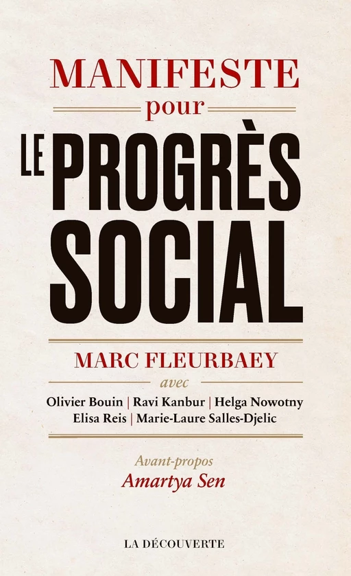 Manifeste pour le progrès social - Marc Fleurbaey - La Découverte