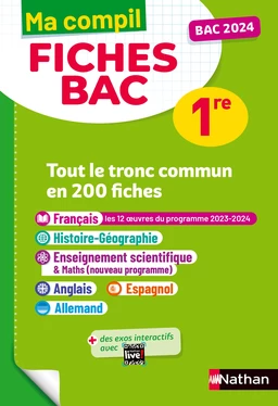 Toutes les matières du tronc commun Première - Ma Compil fiches BAC - Bac 2024 - Français, Histoire-Géographie, Enseignement scientifique, Anglais, Espagnol, Allemand 1re - EPUB