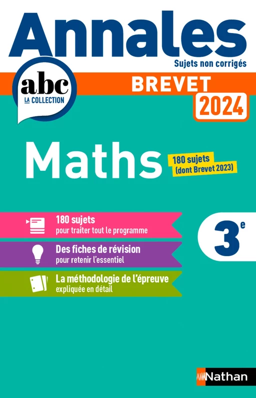 Annales ABC du Brevet 2024 - Maths 3e - Sujets non corrigés + fiches de révisions - EPUB - Carole Feugère, Gilles Mora - Nathan