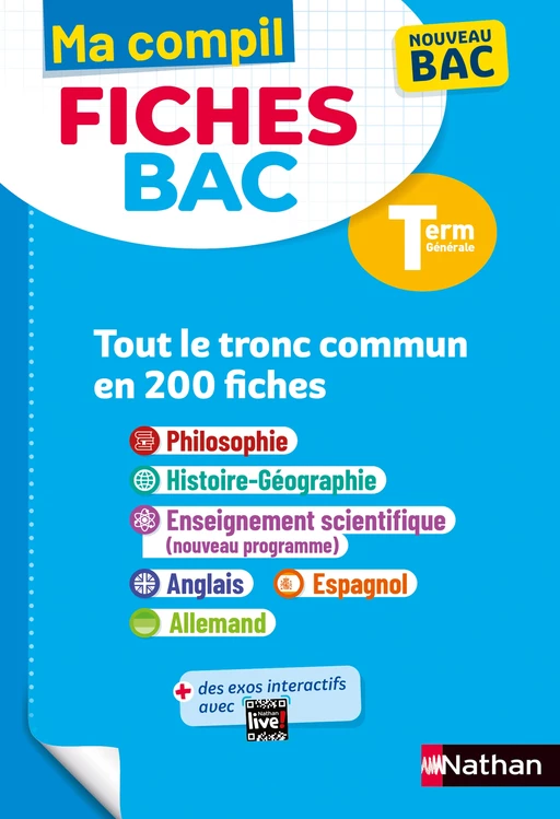 Toutes les matières du tronc commun Terminale - Ma Compil fiches BAC - Bac 2025 - Philosophie, Histoire-Géographie, Enseignement scientifique, Anglais, Espagnol, Allemand Term - EPUB - Katy Grissault, Laetitia Benbassat, Fredéric Fouletier, Adèle Gaillot, Pascal Jézéquel, Servane Marzin, Garance Ouazine, Johann Protais, Alain Rajot, Evelyne Soumah, Cécile Vidil, Christian Camara, Claudine Gaston, Karine Marteau-Bazouni, Roselyne Bouillot Vieira, Christelle Brouteele, Antoinette de Jorna, Cécile Brunet, Noémie Keunebroek, Nicolas Coppens - Nathan