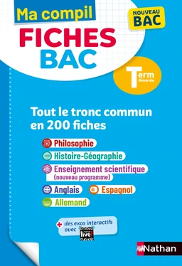 Toutes les matières du tronc commun Terminale - Ma Compil fiches BAC - Bac 2025 - Philosophie, Histoire-Géographie, Enseignement scientifique, Anglais, Espagnol, Allemand Term - EPUB