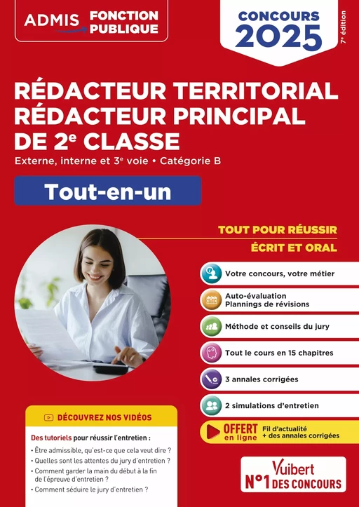 Concours Rédacteur territorial et Rédacteur principal de 2e classe - Catégorie B - Tout-en-un - Olivier Bellégo - Vuibert