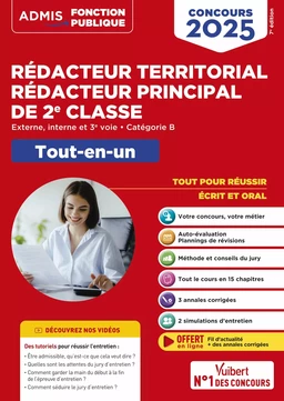 Concours Rédacteur territorial et Rédacteur principal de 2e classe - Catégorie B - Tout-en-un